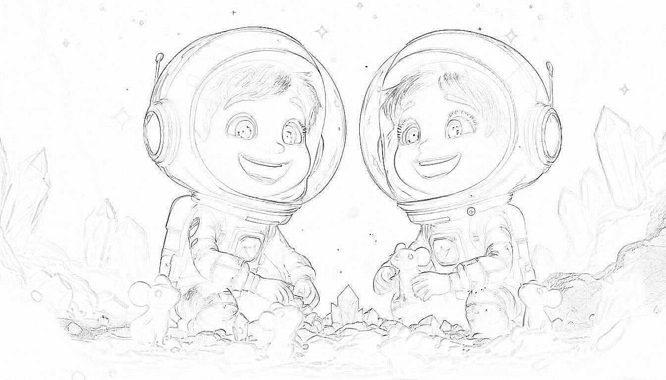Die Astronautenkinder Tim und Tina auf dem Mars
